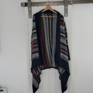 Forever 21 Navy and Burgundy Patterned Cardigan